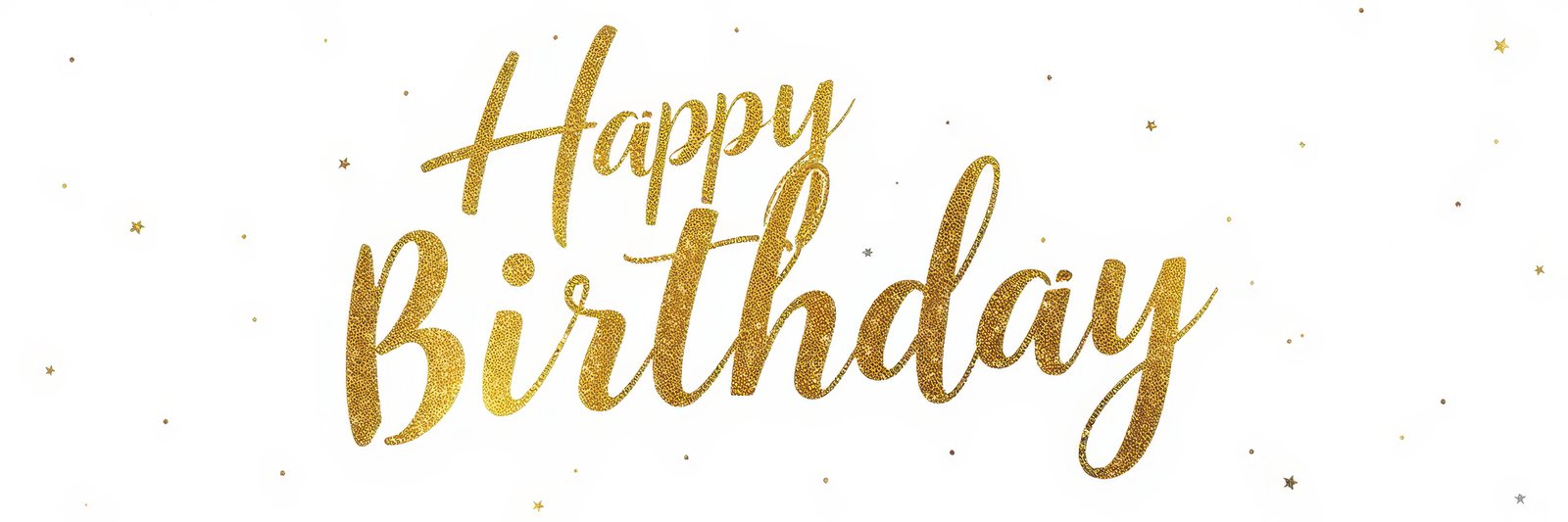 Celebration of a joyful birthday with golden lettering on a bright background